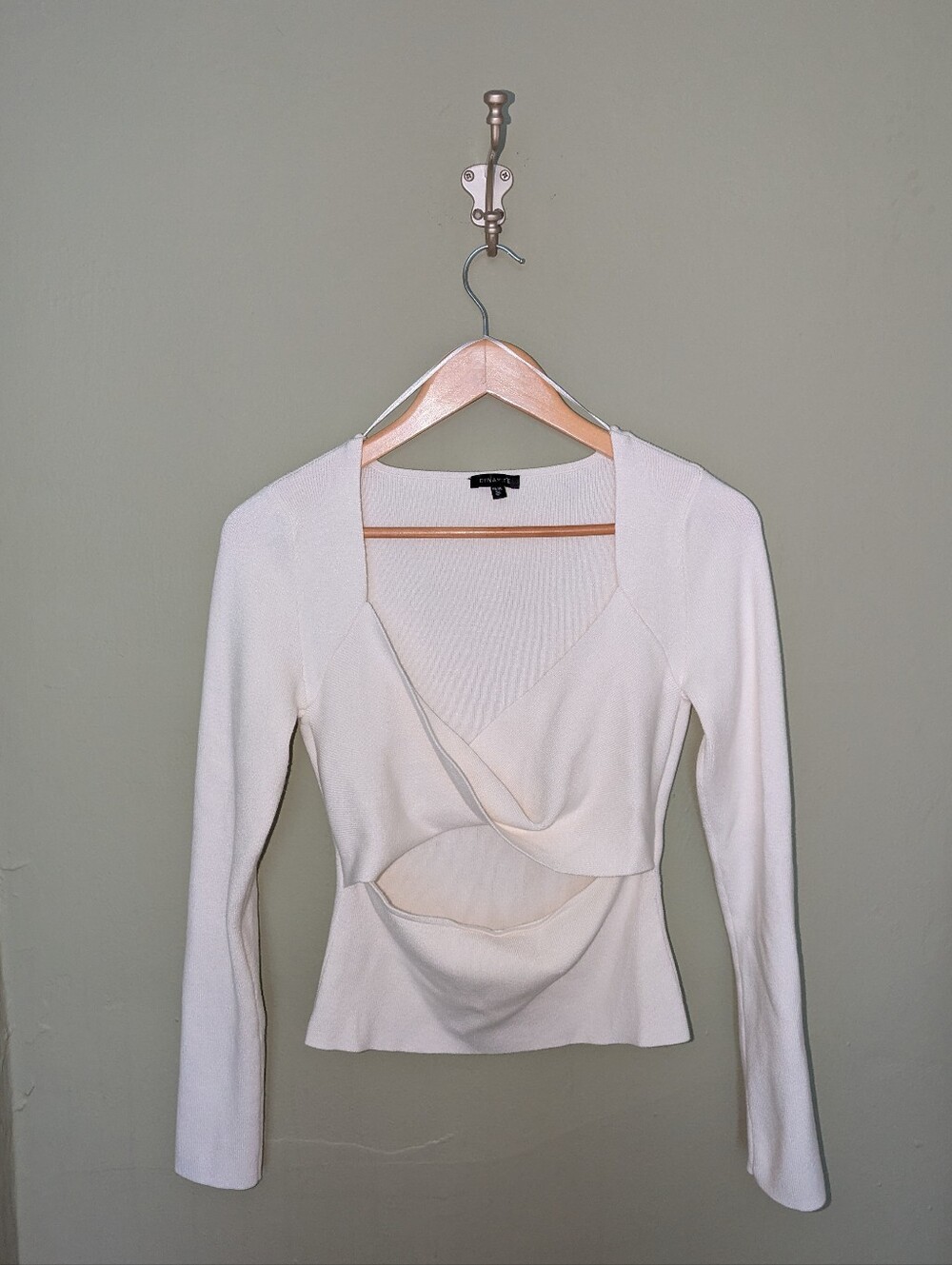 Dynamite White Cut Out Long Sleeve Knit